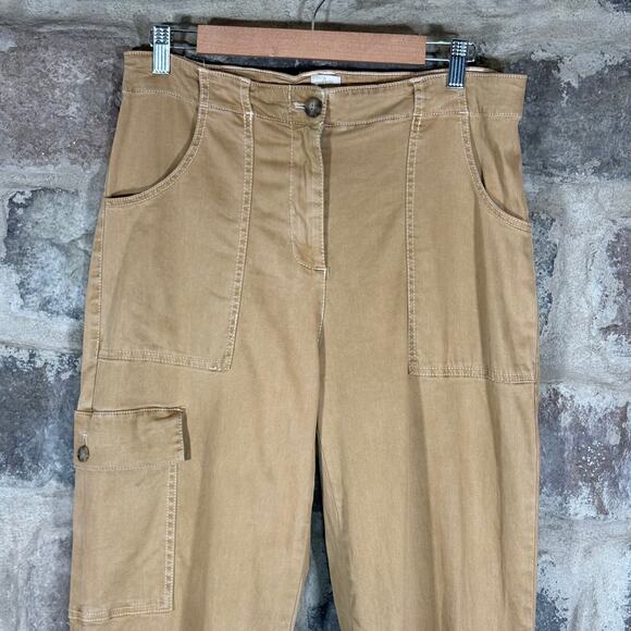 Joie Tan Tencel High Rise Straight Leg Cargo Pants 10 - Picture 2 of 14